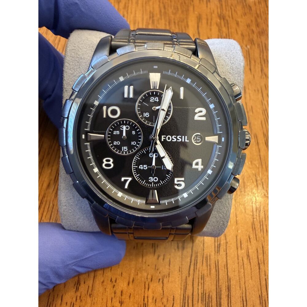 Fossil Dean Men’s Chronograph Watch FS4721 Smoke Grey Stainless - NEW BATTERY
